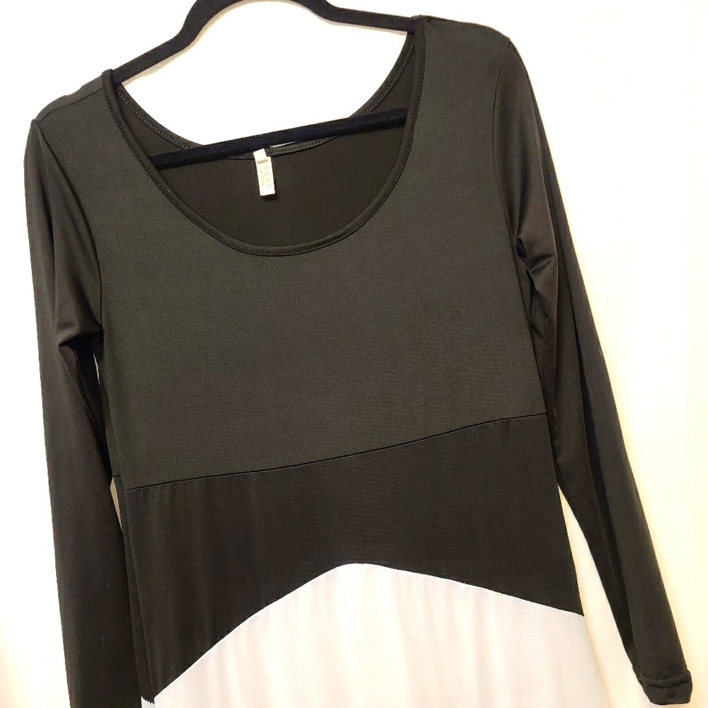 Design by Korea ☆ Black & White LS Dress